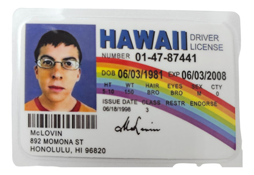 Credencial Mclovin Doble Faz Superbad Licencia De Conducir Supercool