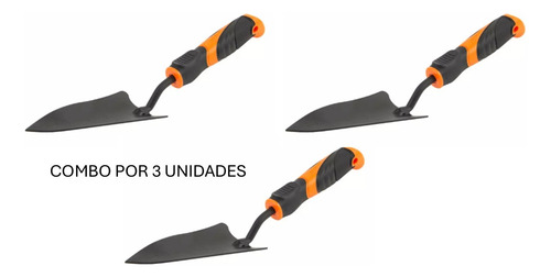 Pack X 3 Palita Jardinera Ancha Kendo De Acero Mango Antides Negro