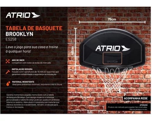 Tabela De Basquete Aro 38Cm Atrio - ES258 - Ibyte