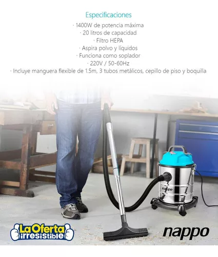 NAPPO Aspiradora Industrial Nappo 1600W 8L Aspiración Con Agua