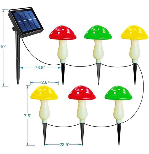 Luces Solares De Hongos Para Jardín
