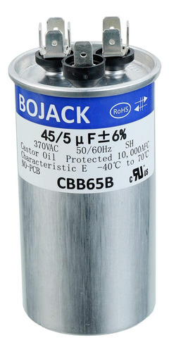 Bojack 45+5uf 45/5mfd ±6% 370v Cbb65 Condensador De Arranque