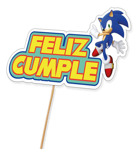 Topper Pincho Cupcake Muffins Torta X10u Sonic Turquesa Sonic 1