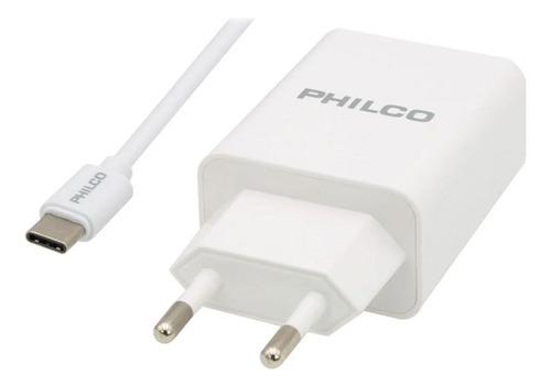 Cargador Philco R2109 Con Cable Tipo C 2.1a Blanco