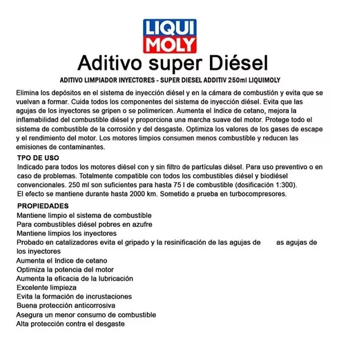 Super Diesel Additive Liqui Moly Limpiador Inyectores 250ml