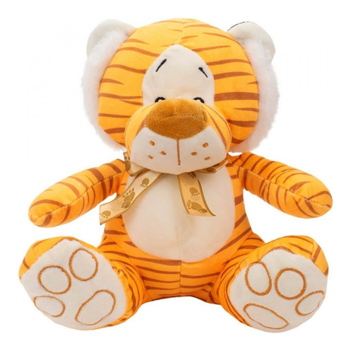 Tigre Fofinho Sentado Com Laço 23cm - Pelúcia- Safári Africa