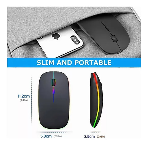 Ratón Inalámbrico 2,4g Bluetooth Recargable Silencioso