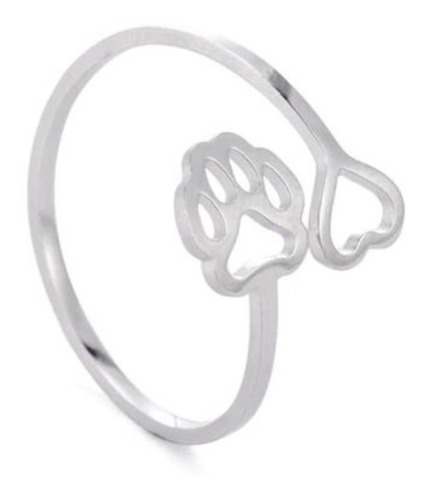 Imagen 7 de 10 de Anillo Ajustable Mujer Corazón Huella Luna Flor Acero Plata