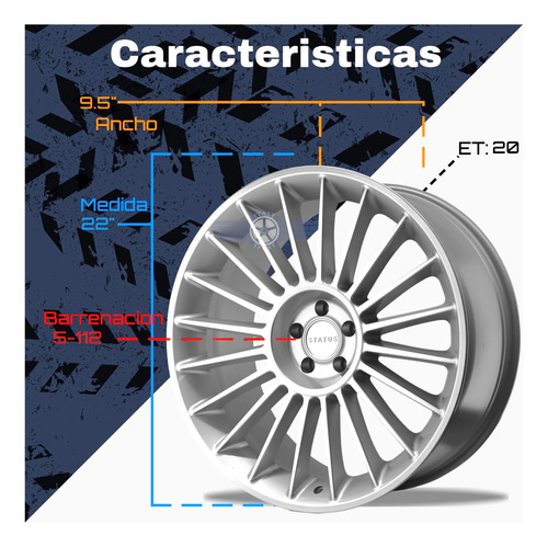 Rines 22 Status Venti 5-112 Mercedes Audi Vw Precio Par Gloss Silver