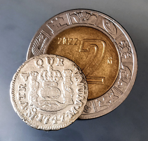 Moneda 1/2 Real Columnaria Plata Original 1747 Mexico Mo