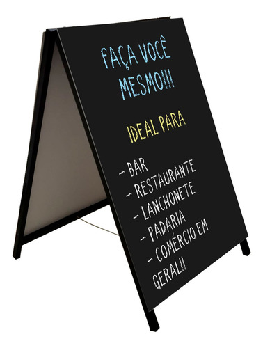 Cavalete Placa Ferro Propaganda Restaurante Lousa Giz Cor Preto