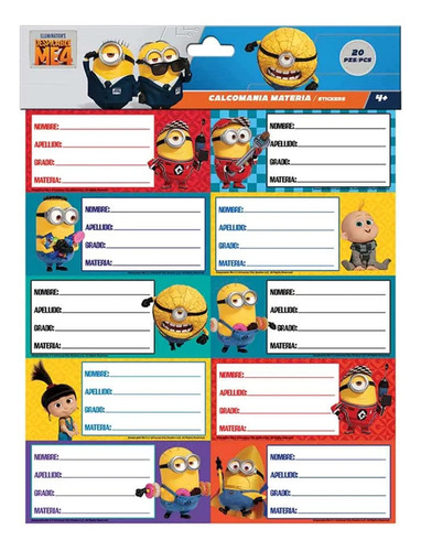 Etiquetas Escolares Materias Utiles 20 Piezas Kitty