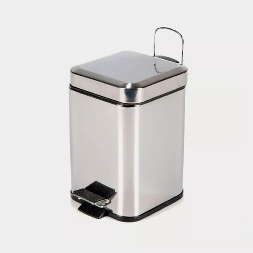 Cesto Tarro Tacho Papelera A Pedal Acero Inox Cuadrada 6 Lts