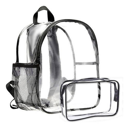 Mochila Transparente Dama Bolsa Impermeable Pvc Mochila Antirrobo Mujer Mochila Negra Pequeña Moda Para Escolar Viajes Conciertos Eventos Deportivos