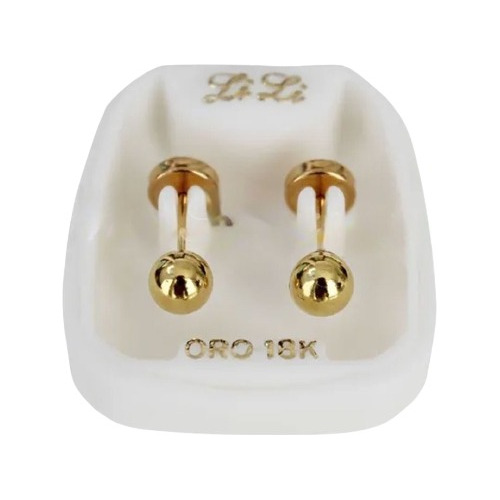 Aros Abridores Oro Lili 18k Bolita 5mm Li-105 - C