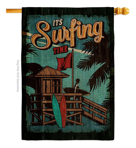 Breeze Decor Surfing Time Arpillera Casa Bandera Playa Coste