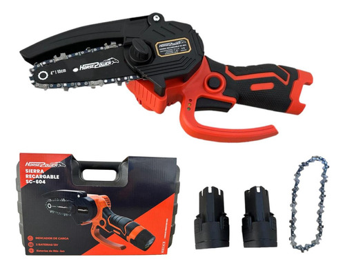 Minisierra Recargable En Maletin 2 Baterias 2 Cadenas 4 Color Naranja