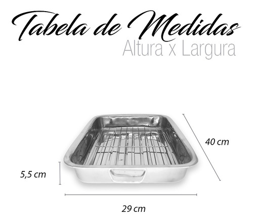Imagem 5 de 5 de Assadeira De Forma C/ Grelha Grande Assar Borda Alta 40cm