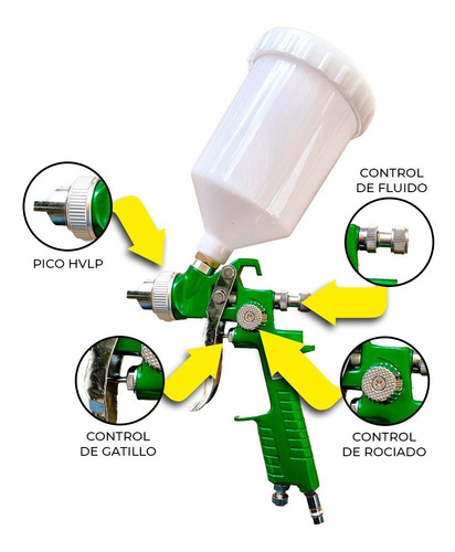 Imagen 2 de 5 de Pistola De Pintar Gravedad Hvlp Soplete Prof C/regulador