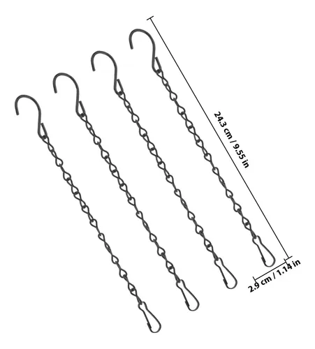 Pack 4 Cadenas Colgantes Negras De 25cm Para Macetas Y Cestas | Ganchos Para Colgar Comederos De Pájaros Y Flores