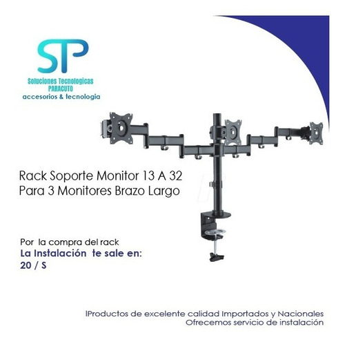 Rack Soporte Monitor 13 A 32 Para Tres Monitores Brazo Largo