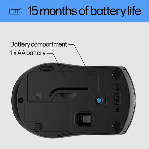 Mouse Sem Fio Hp X3000 G3 Preto 1600 Dpi Com Bateria De 15 M