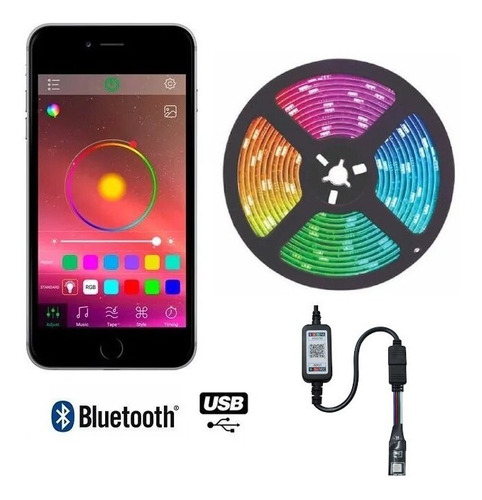Luz Led Usb Cinta Bluetooth Celular Multicolor X3 Metros