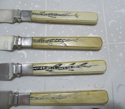 Antiguo Juego 4 Cuchillos Paleta J Russell Green River Works (Usado)