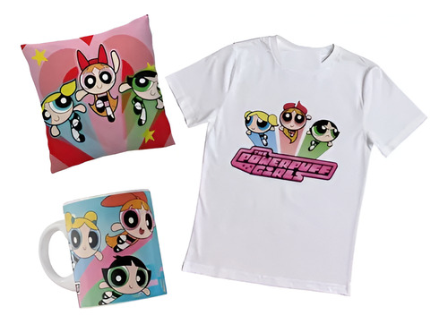 Camiseta Chicas Super Personalizada Combo Cojin Y Taza 