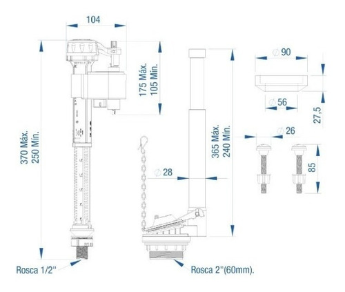 Imagem 2 de 2 de Kit Completo P/ Caixa Acoplada Masterflux Censi - 9563
