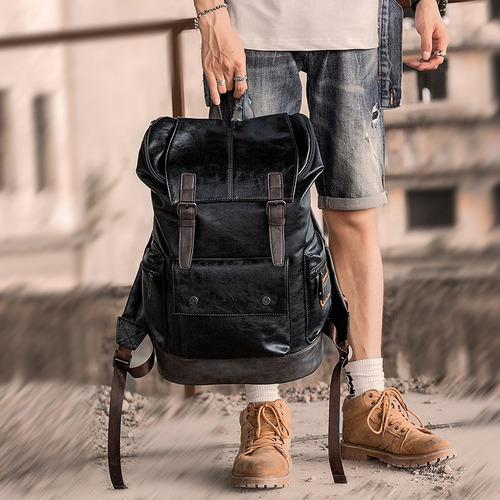 A C Mochila De Viaje Multifunción De Piel Suave For Hombre