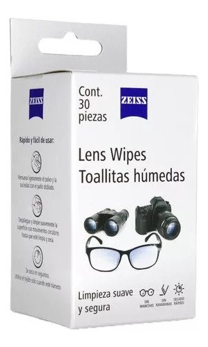 30 Toallas Húmedas Zeiss Lens Wipes Tejido Microfino Lentes