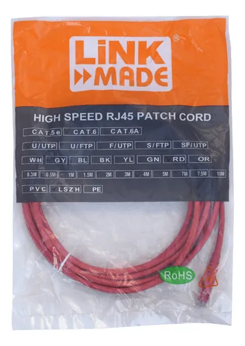 comprar Linkmade 4mt Cat6 U\u002Futp Rojo Lszh Cable Patch Inyectado Mult