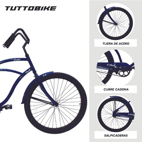 Imagen 3 de 8 de Bicicleta Vintage Urbana Rodada 26 1 Velocidad Crusier Monk