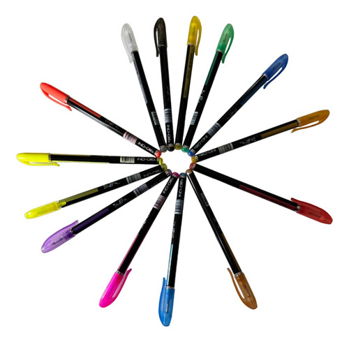 Plumas Gel Neon Boligrafos Glitter Pastel 15 Paq 12 Pz C/u