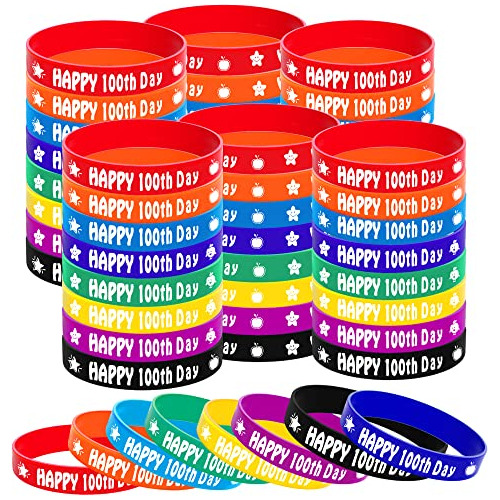 48pcs Happy 100th Day Wristbands-colorful 100th Day Of ...
