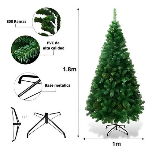 Árbol de navidad tradicional ECD Navidad SDS103 de 1.8m verde