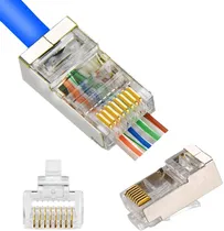 Comprar Ficha Blindada Plug Cat 6 Pasante Rj45 8c Ftp Utp X100 Unid