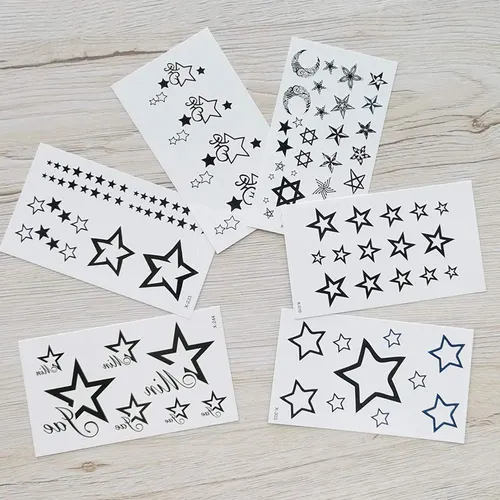 Yesallwas Lindo Negro Cielo Con Luna Estrellas Tatuaje Para