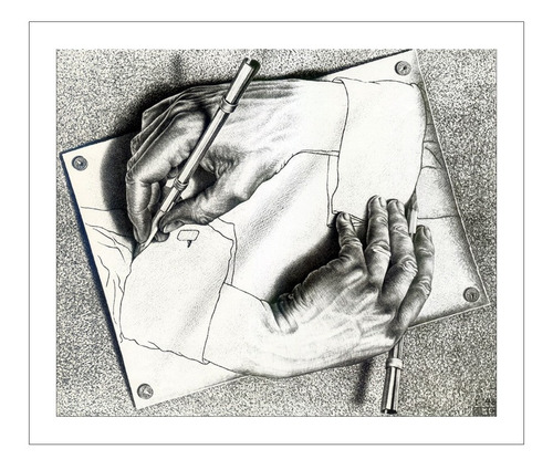 Lamina Fine Art Manos Dibujando Escher 43x50 Myc