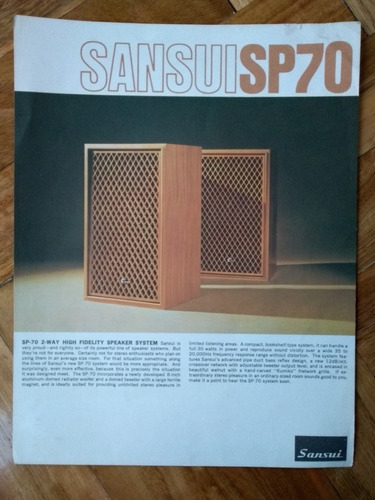 Propaganda Parlante Sansui Sp70 -original Años 70