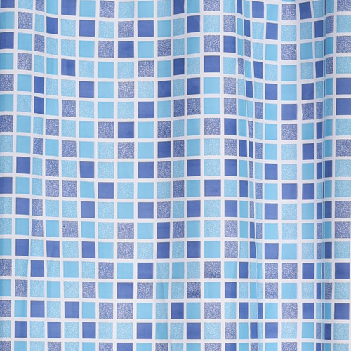 Combo De Baño Con Cortina De Ducha Protector Barral Ganchos Venecita Azul