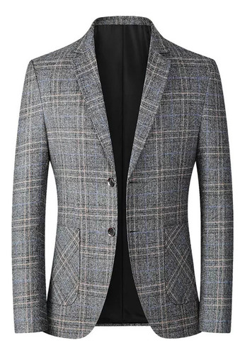 Blazer Casual A Cuadros Con Un Solo Botonadura Para Hombre