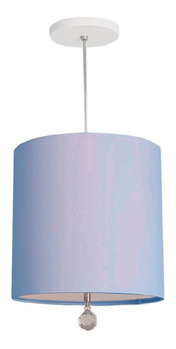 Luminária Pendente Com Cristal Cúpula Azul 25x25 1e27 Cor Azul-bebê 110V/220V