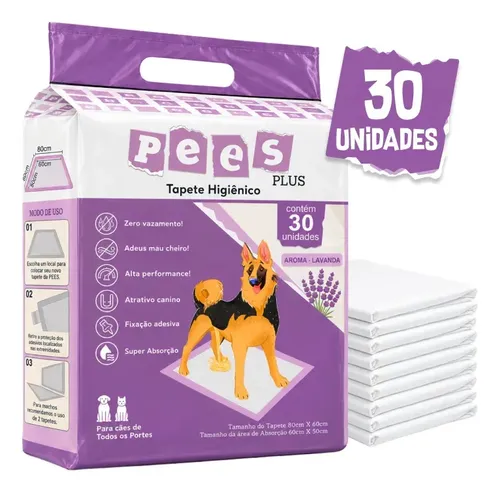 30x Tapete Higiênico Pees Plus Para Cães Lavanda