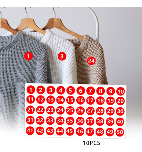 Pegatinas Numéricas, Etiquetas Redondas Para Sobres, Rojo