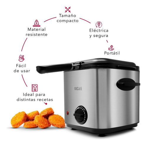 Freidora De Aceite Acero Inoxidable (1.5 Litros) Plata 60 Hz