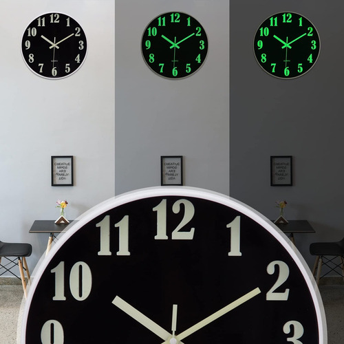 - . Reloj De Pared Moderno Con Luz Nocturna, Reloj De Pared