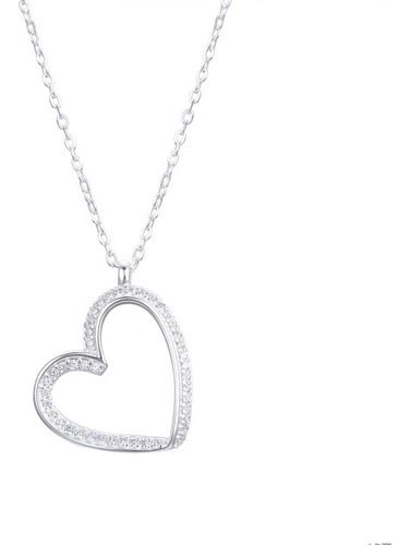 Cadena Dije Corazón Zircon Cubic Plata 925 Mujer  