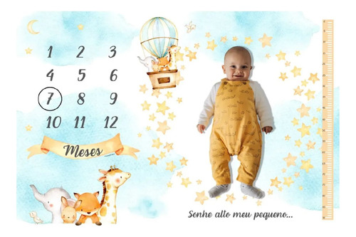 Cesta Presente Para Bebê Lençol Foto Pelúcia Saco Roupa Azul